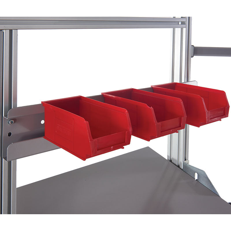 Binary Bench Modular Bin Rails for versatile and efficient storage of small parts and tools.