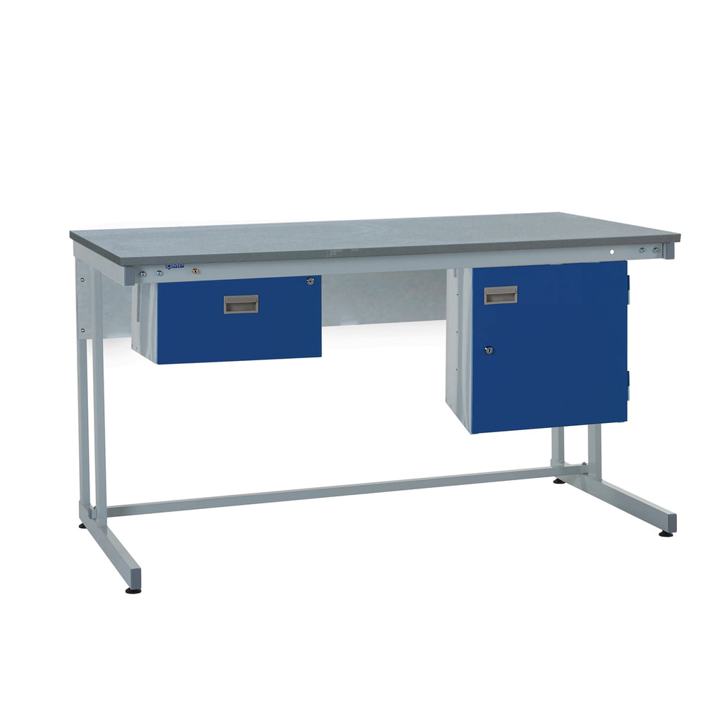 Cantilever ESD Workbench with unobstructed legroom and ESD protection for safe and versatile work applications.