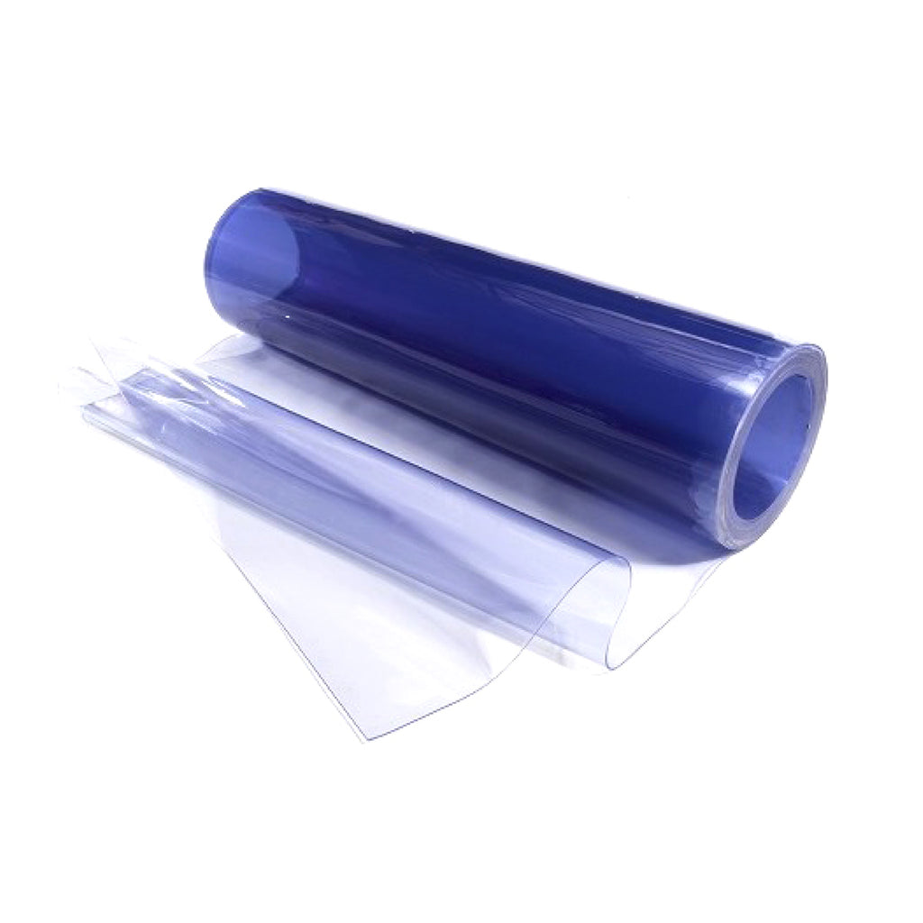 This roll of Fine Vinyl Sheet displays the clear, transparent quality and smooth texture of the PVC sheeting, ideal for various protective and decorative applications.
