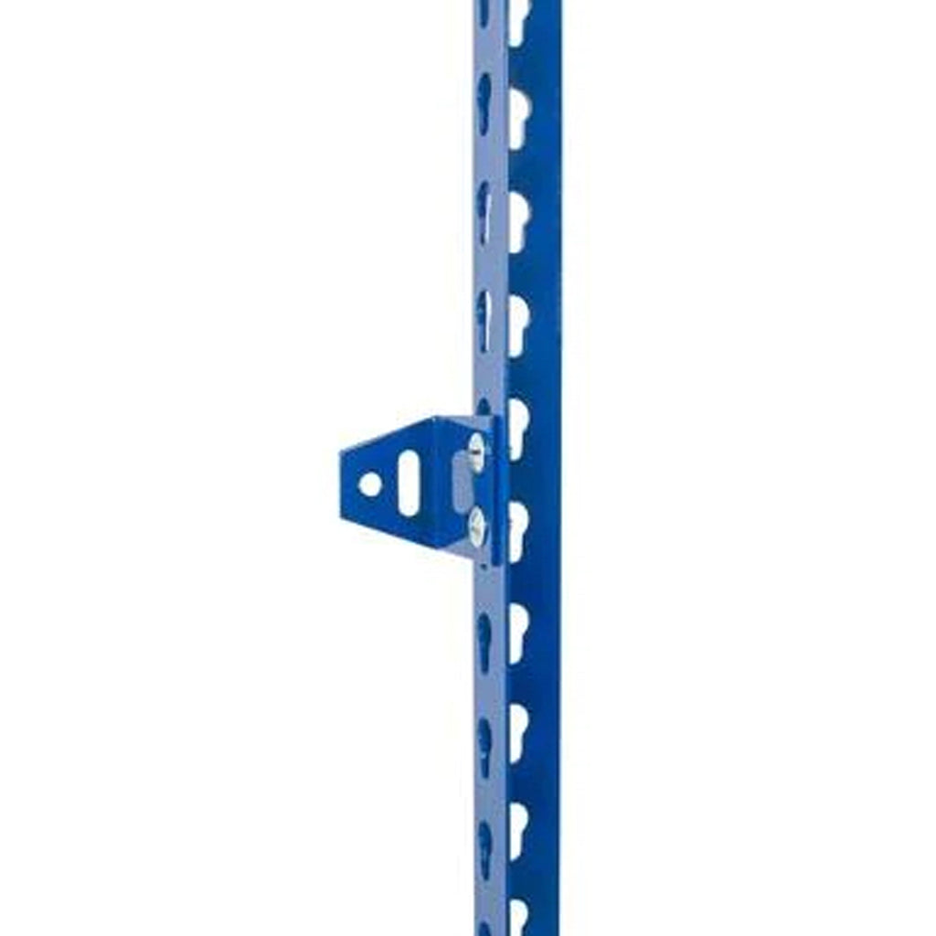 Rivet Shelving Wall Bracket in blue, used for securing shelving units to the wall for added stability
