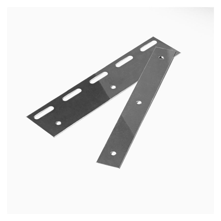 Image showcasing a packet of 10 PVC Strip Curtain Hanging Plates, each 200mm wide, designed for the secure and straightforward attachment of PVC strip curtains to overhead mounting systems.