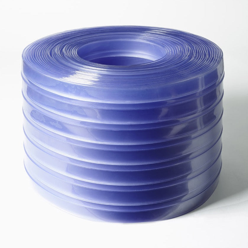 Wide Standard Double Ribbed PVC Bulk Roll, 400mm, ideal for creating heavy-duty strip curtains in industrial environments, featuring enhanced durability and energy efficiency