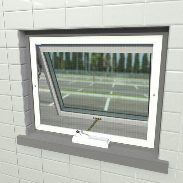 Close-up of the Chain Winder Fly Screen System attached to a window, showcasing the convenience of the winder mechanism.