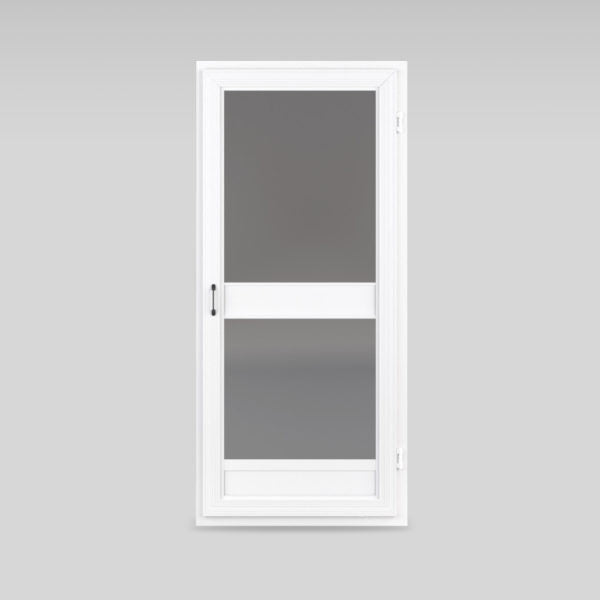 Two-Way Fly Screen Door installed on a commercial exit, facilitating easy entry and exit while blocking insects.