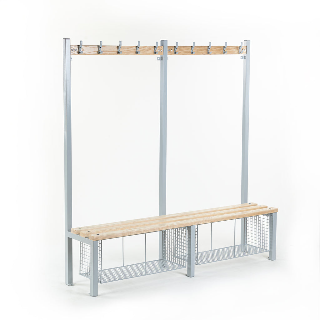 Single Sided Cloakroom Bench with Coat Hooks