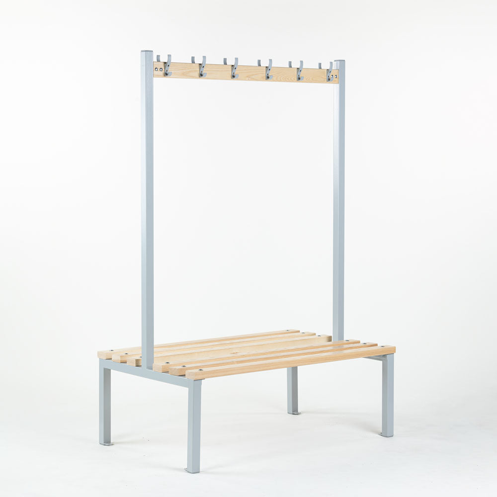 Double Sided Cloakroom Bench with Coat Hooks