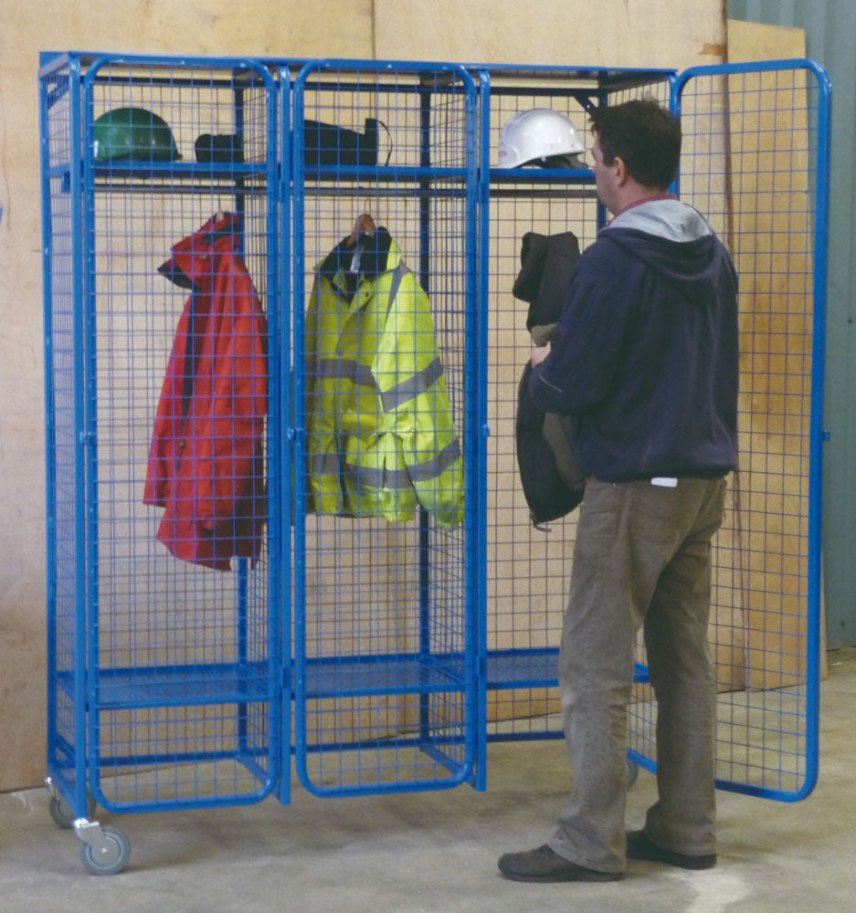 Wire Mesh Storage Compartments - Mobile Unit with Padlockable Doors