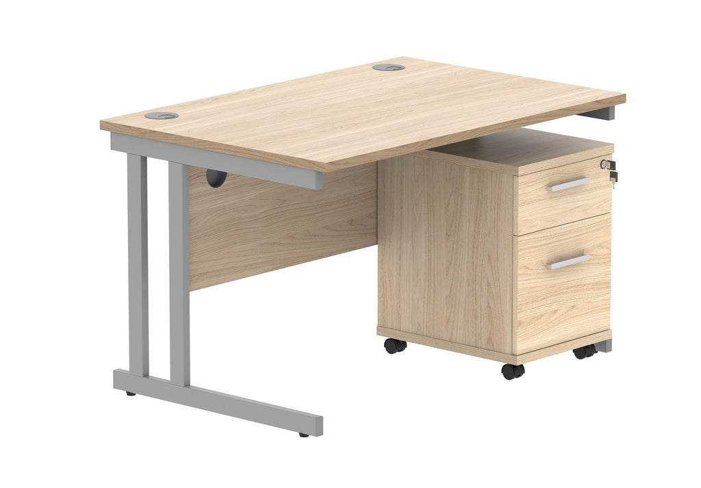 Core Twin Upright Rectangular Desk with 2 Drawer Pedestals