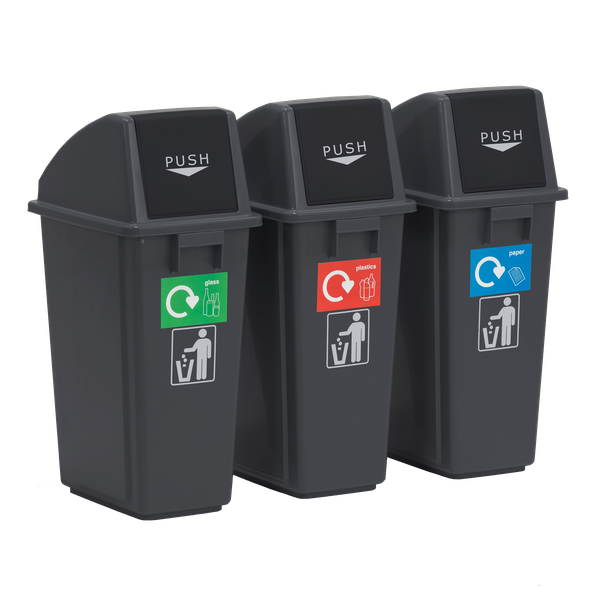 Set of 3 Pedal Recycling Bins