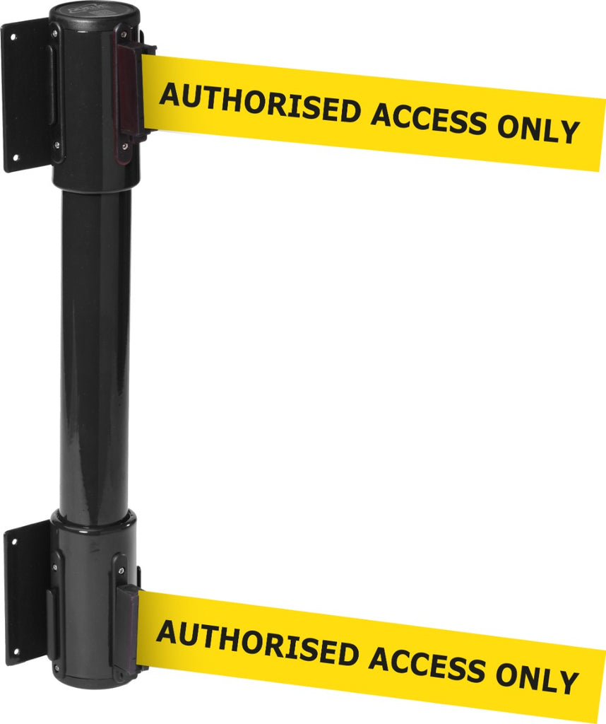 Wall Mounted Twin Belt Barriers - Messaged Belt