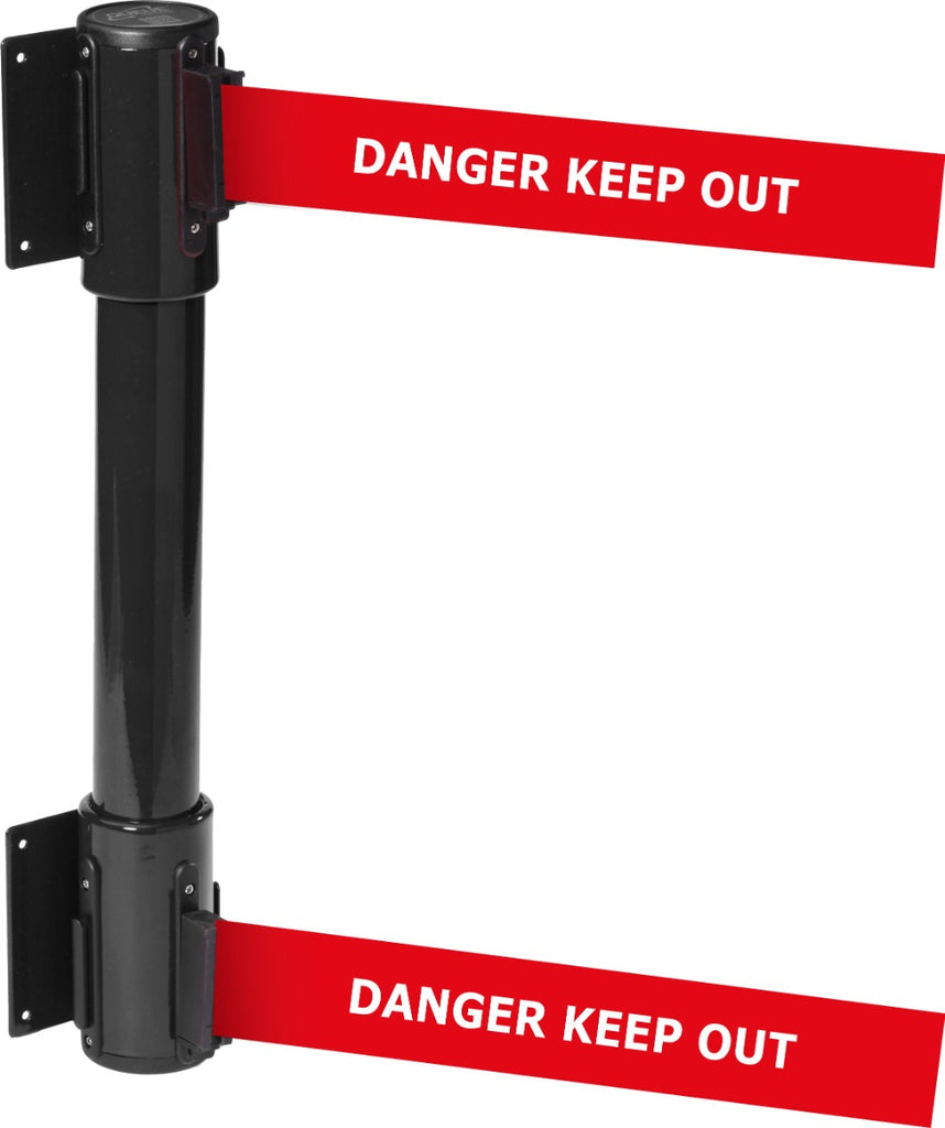 Wall Mounted Twin Belt Barriers - Messaged Belt