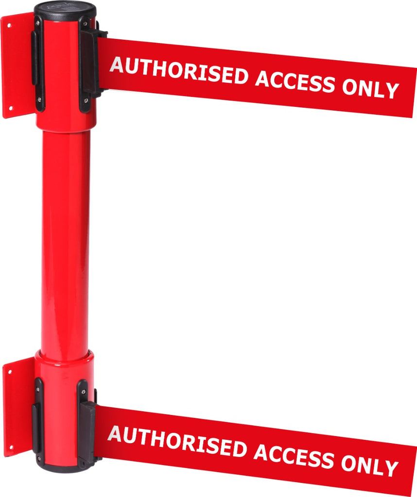 Wall Mounted Twin Belt Barriers - Messaged Belt