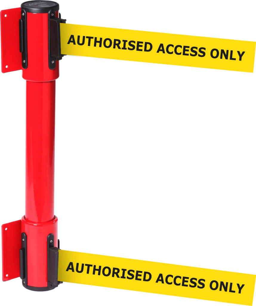 Wall Mounted Twin Belt Barriers - Messaged Belt