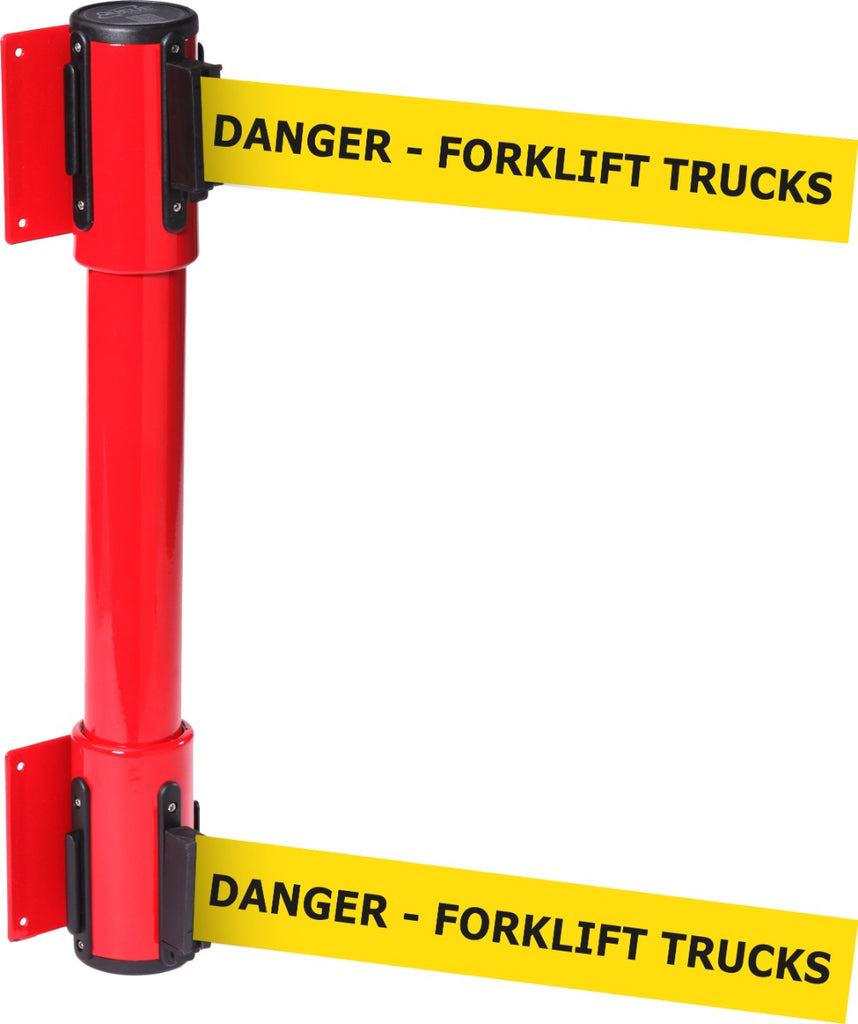 Wall Mounted Twin Belt Barriers - Messaged Belt