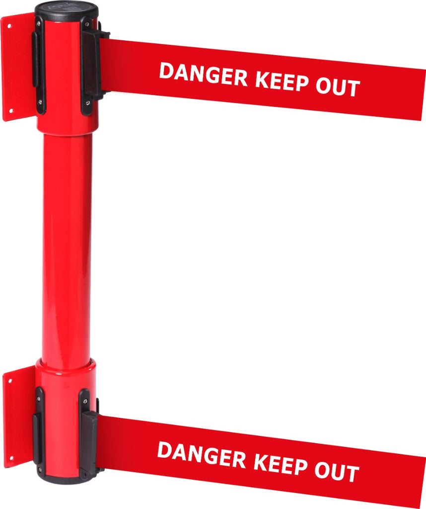 Wall Mounted Twin Belt Barriers - Messaged Belt