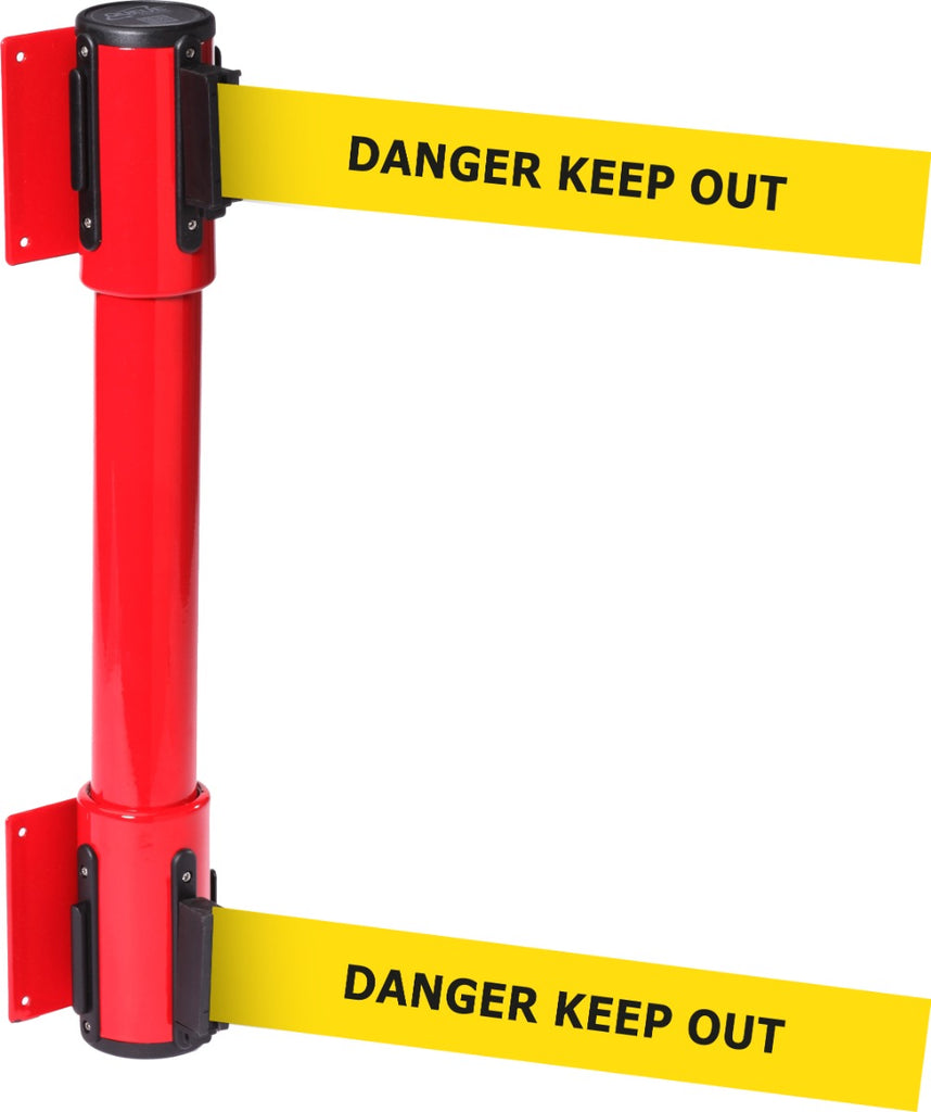 Wall Mounted Twin Belt Barriers - Messaged Belt