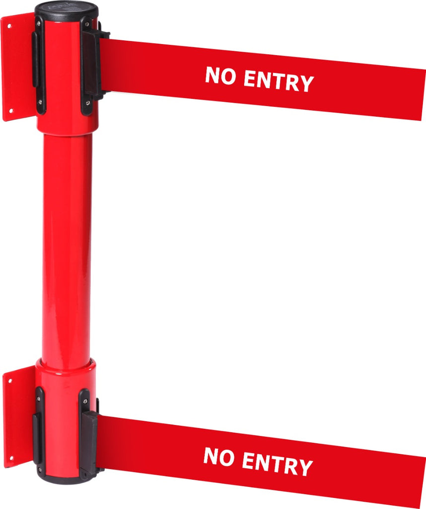 Wall Mounted Twin Belt Barriers - Messaged Belt