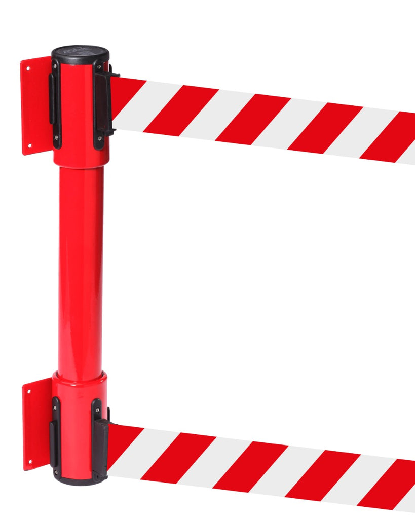Wall Mounted Twin Belt Barriers - Chevron belt