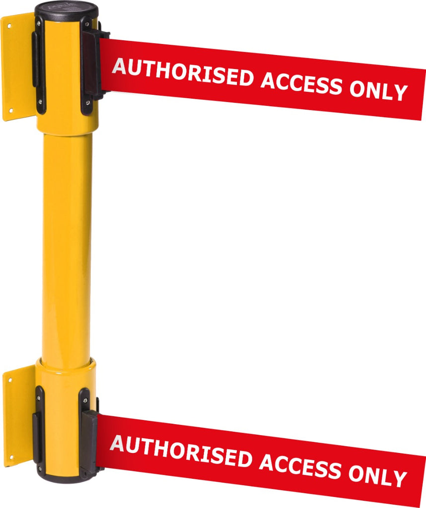 Wall Mounted Twin Belt Barriers - Messaged Belt