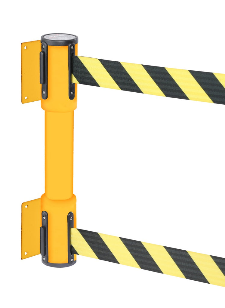 Wall Mounted Twin Belt Barriers - Chevron belt