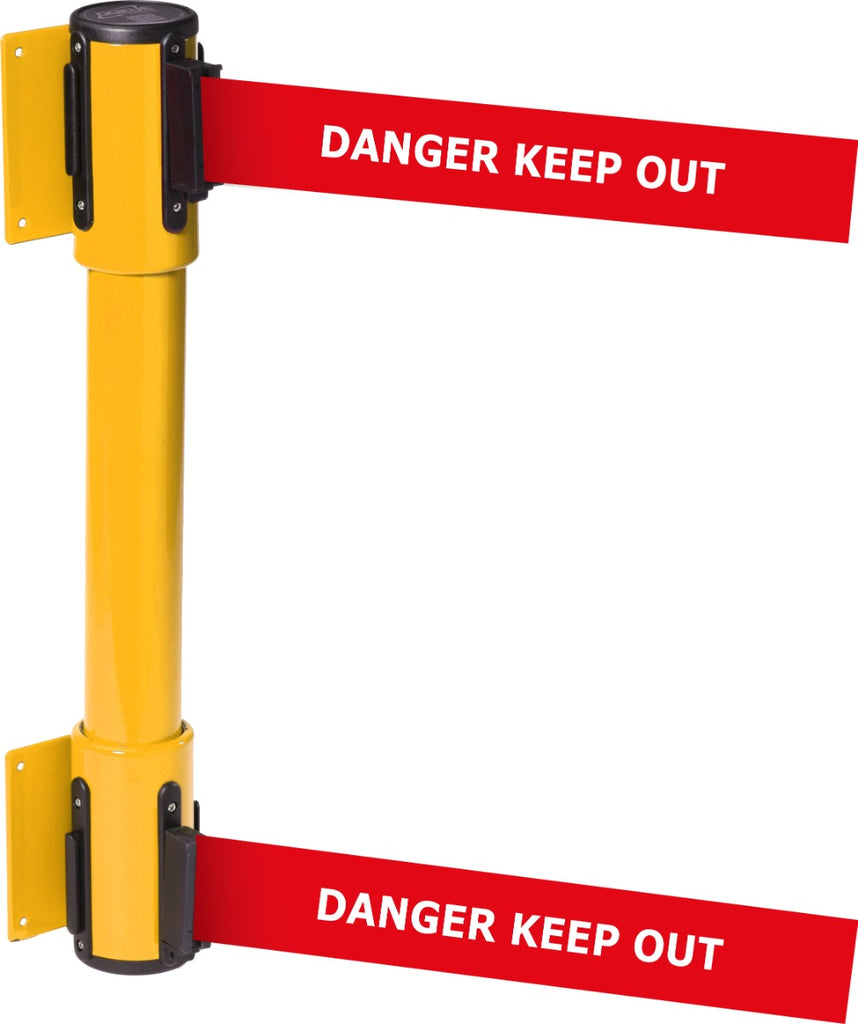 Wall Mounted Twin Belt Barriers - Messaged Belt